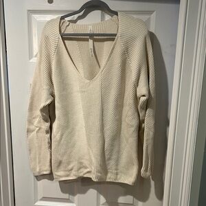 Lululemon Athletica Cream V-Neck Sweater